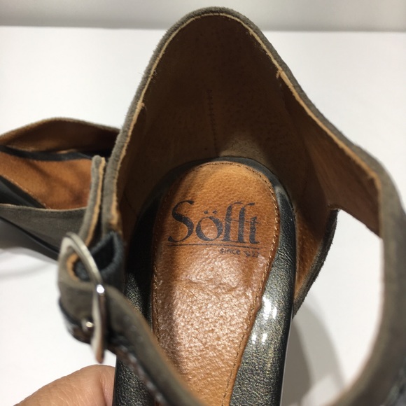 Sofft Patent Leather and Suede Heels Olive 8.5 - Picture 7 of 8